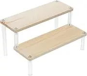 DECORNIJIA Display Stand Perfume Display Risers Wood Wooden Cake Rack Wooden Display Riser Wooden Risers for Table Display Wooden Display Shelf Tiered Shelf Organizer Acrylic Beige