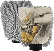 XYMZR Absorbent Microfiber Car Wash Mitt Duck Flower, Funny Cute Anime Scratch Free for Cars Cleaning, Home Cleaning Mitts, 2 Pack, 10.24” L x 7.09” W
