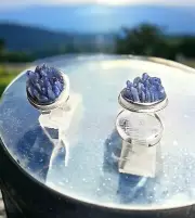 Kyanite Silver Ring, adjustable band, hand crafted