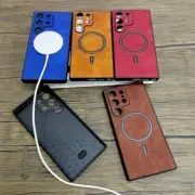 Samsung S25 S24 S23 S22 S21 FE Ultra Plus Note 20 Matte Leather MagSafe Case