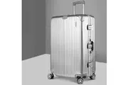 Wanderlite 28" Luggage Trolley Travel Suitcase Set TSA Carry On Lightweight Aluminum Silver