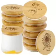 Oui Yogurt Jar Lids Natural Bamboo Wooden Oui Lids Decorative Lids with Silic...