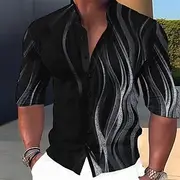 Men's Gradient Geometric Pattern Geometry Shirt Button Up Shirt Long Sleeve Fashion Streetwear Designer Outdoor Casual Daily Summer Spring Fall Stand Collar Pr