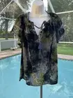 Kyla Seo Lilo Blouse Caite Top Embroidered Velvet Tie Dye Karyn Small Green NWT