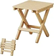 Step Stool, Folding Stool, Portable Wooden Stool, Compact Stool with Handle, Sturdy Folding Footstool, Camping Stool for Outdoor Hiking, Backpacking, Fishing,