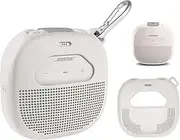 Feature Protective Case for Bose SoundLink Micro Bluetooth Speaker by , Featured Design with mesh Pocket for Cable and Other Accessories, Elastic Strap to Secure Device (White Smoke)