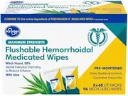 Maximum Strength Flushable Hemorrhoidal Wipes with Witch Hazel for Skin Irritation Relief - 96 Count (Pack of 2)