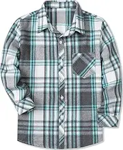 [SANGTREE] Mens & Boys Plaid Shirt Long Sleeve Button Down Flannel Shirts, US 3 Months - Adult 9XL