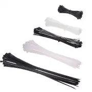 500 Cable Ties - Assorted Nylon Wire Ties Skinny ZIP TIES - 5 Sizes, 100 Each