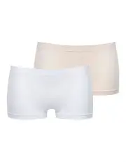 [Billet Doux] Zen Attitude Seamless Underwear Shorty 2 Pack in White/Blush