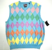 NWT Coogi Multicolored Diamond Argyle Sweater Vest Men’s XL Australia Pastels