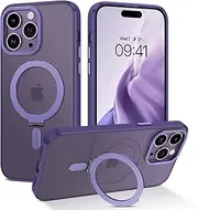 GUAGUA Slim Case for iPhone 14 Pro Max, [Compatible with MagSafe] Magnetic Kickstand iPhone 14 Pro Max Case Transparent Matte Back Cover Phone Cases for iPhone 14 Pro Max 6.7", Frosted Purple