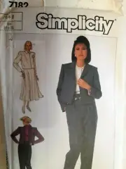 Pants Skirt Blazer Jacket Simplicity Sewing Pattern 7182 Size 6 8 UC FF Career