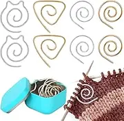 8 Pcs Spiral Cable Knitting Needle with Storage Box, Spiral Cable Needle, Circular Knitting Needles, Cable Needles for Knitting, Cable Needle Shawl Pin for Knitting Bent Tapestry Needles(Gold&Silver)