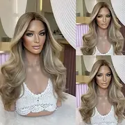 Brazilian Remy Human Hair 5x5 Closure Glueless Wigs Wavy 13x4 Lace Front Wig Wavy Blonde Highlighted Human Hair Wig with Baby Hair