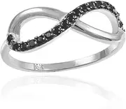 [Claddagh Gold] 10k White Gold Infinity Ring with Black Diamonds for Women