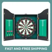 Dartboard in Wooden Cabinet w/ Score Board Case Game Darts Pub Style Dart Board