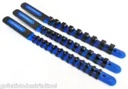 3 GOLIATH INDUSTRIAL ABS PLASTIC SOCKET RAIL HOLDER ORGANIZER 1/4 3/8 1/2" BLUE