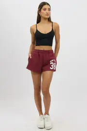 Red Track Shorts Elasticated - Size 16XL, Women's Track Short