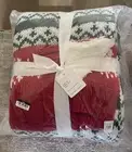 Pottery Barn Archie snowman knit Fair Isle Jacquard Sherpa throw blanket