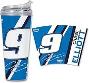 Rico Industries NASCAR Racing Chase Elliott 24oz Acrylic Tumbler with Hinged Lid, Officially Licensed Double Wall Tumbler with Straw