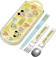 Skater TACC2AG Children's Lunch Box Trio Set, Chopsticks, Spoon, Fork, Antibacterial, Easy to Open Slide Type, Made in Japan, Disney Mickey & Friends Balloons