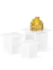 Red Co. Set of 3 Sizes (6”, 5”, 4”) White Acrylic Cross Leg Tabletop Display.
