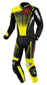 Berik XR-Ace Evo perforated 2-Piece Motorcycle Leather Suit, black-red-yellow, Size 52 for Men Black Red Yellow