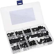 EMSea 200pcs Black ABS Round Spacer Washer Kit Insulation Spacer for M3 M4 Screws Non Threaded Column Standoff Support Spacer with Storage Box