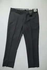 Mens Angelo Rossi Gray Hand Tailored Dress Pants Flat Front 36W NEW
