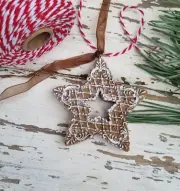 Scandi Gisela Graham Christmas Tree Decoration Resin Gingerbread Cookie Star
