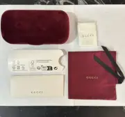 New Gucci Sunglasses Eyeglasses Case Burgundy Velvet Clamshell Small Gucci Case