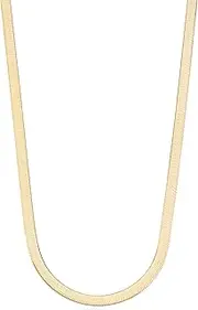 [Miabella] 18K Gold Over Sterling Silver Italian Solid 4.5mm Flat Herringbone Chain Necklace Men Women 16" 18" 20"