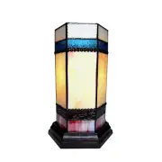 CHESTER Tiffany-glass Accent Pedestal 1 Light table lamp 14" Tall