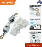 Wheel Block and Tackle System 4000LB Breaking Strength 65 Feet 3/8" Rope Hois...