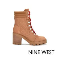在飛比找森森購物網優惠-NINE WEST UNITE 菱格拼接麂皮高跟中筒靴-棕色