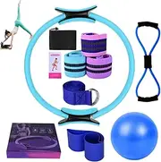 11Pcs Pilates Essentials Kit for Women, Home Pilates Kits with Yoga Ball 25cm 8 Shape Resistance Yoga Bands for Stretching, Working Out Glutes