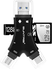 SD Card Reader for iPhone/ipad/Android/Mac/Computer/Camera,4 in1 Micro SD Card Reader Trail Camera Viewer, Portable Memory Card Reader SD Card Adapter for SD and TF Cards(Black)