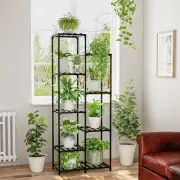 Bamworld Black Plant Stand Outdoor Tall Plant Shelf Indoor Corner Plant Shelf...