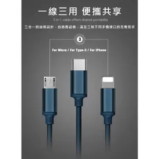 2.8A快速充電線 3合1傳輸線 適用 USB 蘋果 TypeC Micro 快充線