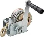 Hand Winch 600lbs Capacity Hand Crank Cable Gear Winch with Wire Rope and Hook for Trailer, Boat, ATV or Deer Feeder