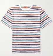 $320 New Mens Missoni Space Dyed Multi Color Striped Crew Cotton T Shirt XL