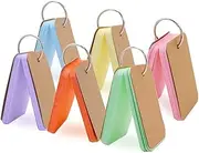 8 Pack 400 Pcs Kraft Paper Study Cards, Colour Record Card Memo Scratch Pads Bookmark DIY Greeting Card Index Card Stock Note Card with Binder Ring - 9 x 5.5 cm