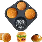 Silicone Hamburger Bun Mold 4 Cavity Loaf Pan Non Stick Baking Pannon-stick Pan Baking tool