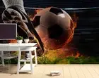 3D Football Fire Creative Self-adhesive Removeable Wallpaper Wall Mural