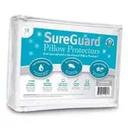 Set of 2 Size SureGuard Pillow Protectors - 100% Standard Cotton Terry
