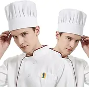 [OUDQFCJ] Professional Unisex Chefs Hat Chef Hat Kitchen Helmet Dustproof Hotel Catering Chef Work Hat (White), White