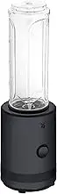 WMF Küchenminis Smoothie-to-Go Mini Blender with Two Mixing/Drinking Containers 0.6 L, Mixer High Performance Mixer 300 W, Matte Stainless Steel, Black