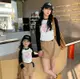 親子裝韓版母女母女裝辣妹放數碼印花兔子插肩袖T恤