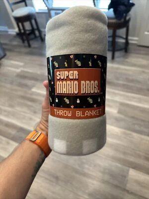 Nintendo Licensed Super Mario Bros Gray Warp Pipe Throw Blanket New Rare